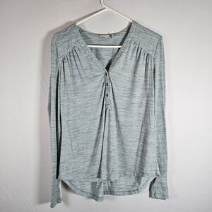 Prana Heathered Blue Size Med Soft Long Sleeve Blouse Hi Lo